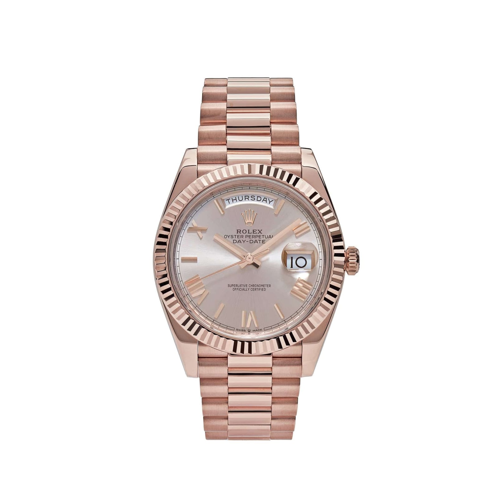 Reference image of a Rolex Day-Date 40 228235 in rose gold with sundust Roman dial