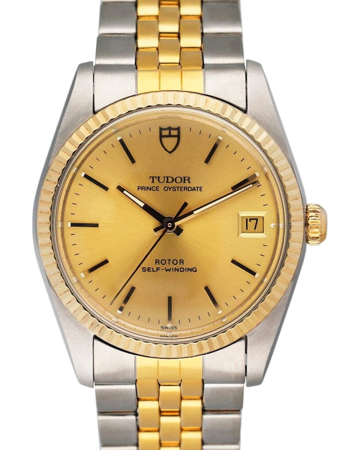 Reference image of a Tudor Prince Date 74033 in steel and gold with champagne dial